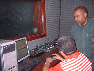 At work in the radio station