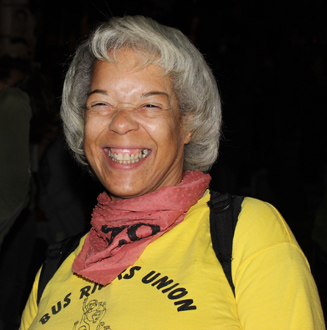 Bus Riders’ Union member Judi Redman at Occupy LA