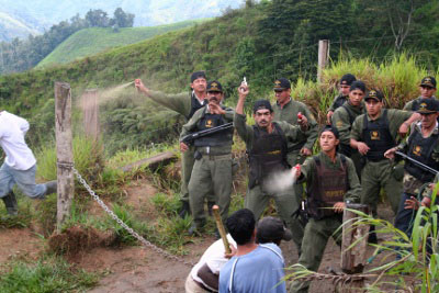 Attack on anti-mining activists in Junin, Ecuador. Photo by Liz Weydt