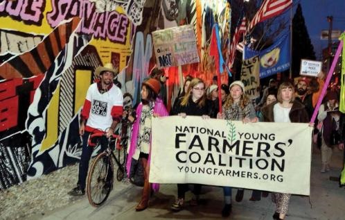 The National Young Farmers’ Coalition marching with Occupy Wall Street. Photo: Edward Crimmins