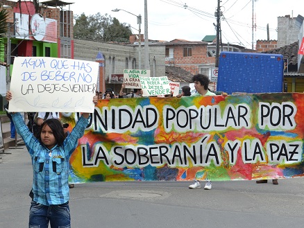 A march in Antioquia in defense of water rights.