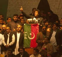 Imran Khan speaking to supporters