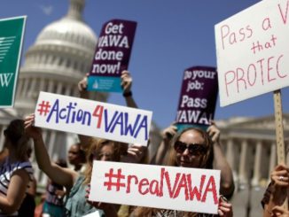 Demonstrators showing their support for the reauthorization of the Violence Against Women Act in 2012. Photo by Chip Somodevilla/Getty Images