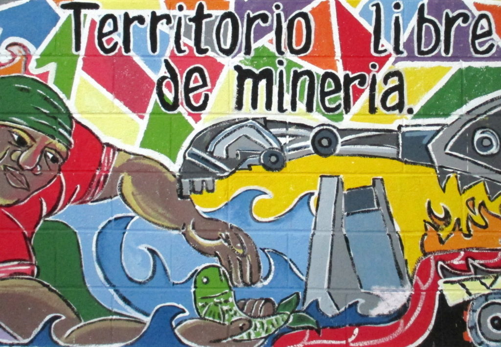 Territory Free Of Mining' reads a detail of a mural in Nueva Trinidad, in northern El Salvador. (Photo: Sandra Cuffe)
