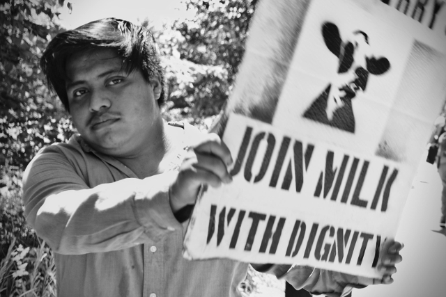 A farmworker who participates in the Ben & Jerry's supply chain marches for better working and living conditions.