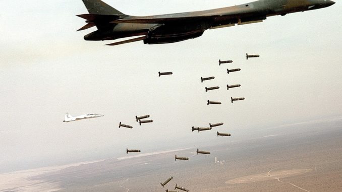 US B-1B Lancer bombing in Afghanistan. President Obama dropped 26,171 bombs in his last year in office.