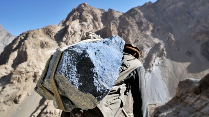 Mining lapis, a semi-precious stone, in Afghanistan.