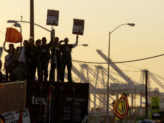 Occupy Oakland demonstrators in front of the Port of Oakland on November 2, 2011. Credit: Jeff Chiu/AP