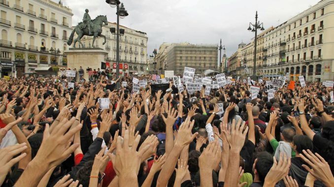 Indignados mobilization in Spain, 2011.