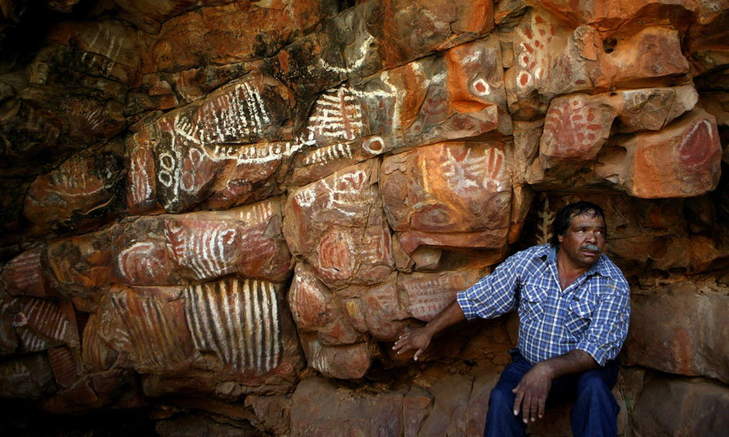 The Malkawi Aboriginal Painting Site on Napabunna land in South Australia. Photo by Fairfax Media/Getty Images