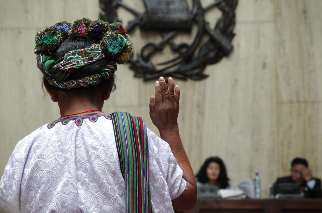 Catalina Sanchez testifies during the trial of former Guatemalan military dictator Rios Montt in 2013. (Photo credit: Elena Hermosa) 