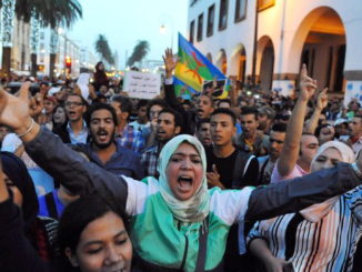 Protesters in Rabat, Morocco in October, 2016 demand political reforms and an end to corruption. Photo credit: Reuters