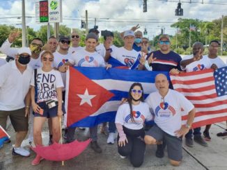 Cuban activist Carlos Lazo getting ready to start his march from Miami to Washington, D.C. / credit: Tighe Barry