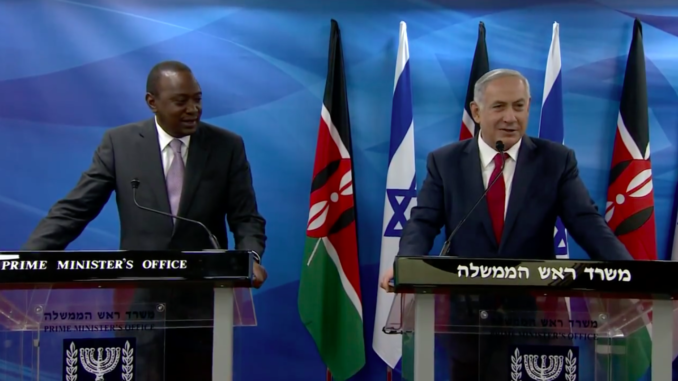 Prime Minister Benjamin Netanyahu met with Kenyan President Uhuru Kenyatta in Jerusalem on February 23, 2016. The two leaders signed a joint statement on water that focuses on cooperation on water and agricultural issues and establishes a joint bilateral committee / credit: GPO