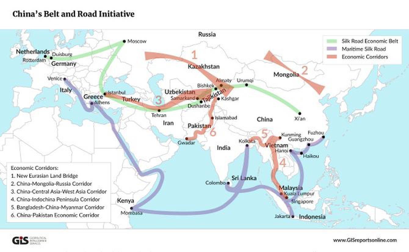 Map of Belt and Road Initiative's corridors / credit: Geopolitical Intelligence Services