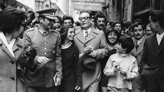 Salvador Allende (center, hat in hand) / credit: Naul Ojeda via National Security Archives, George Washington University