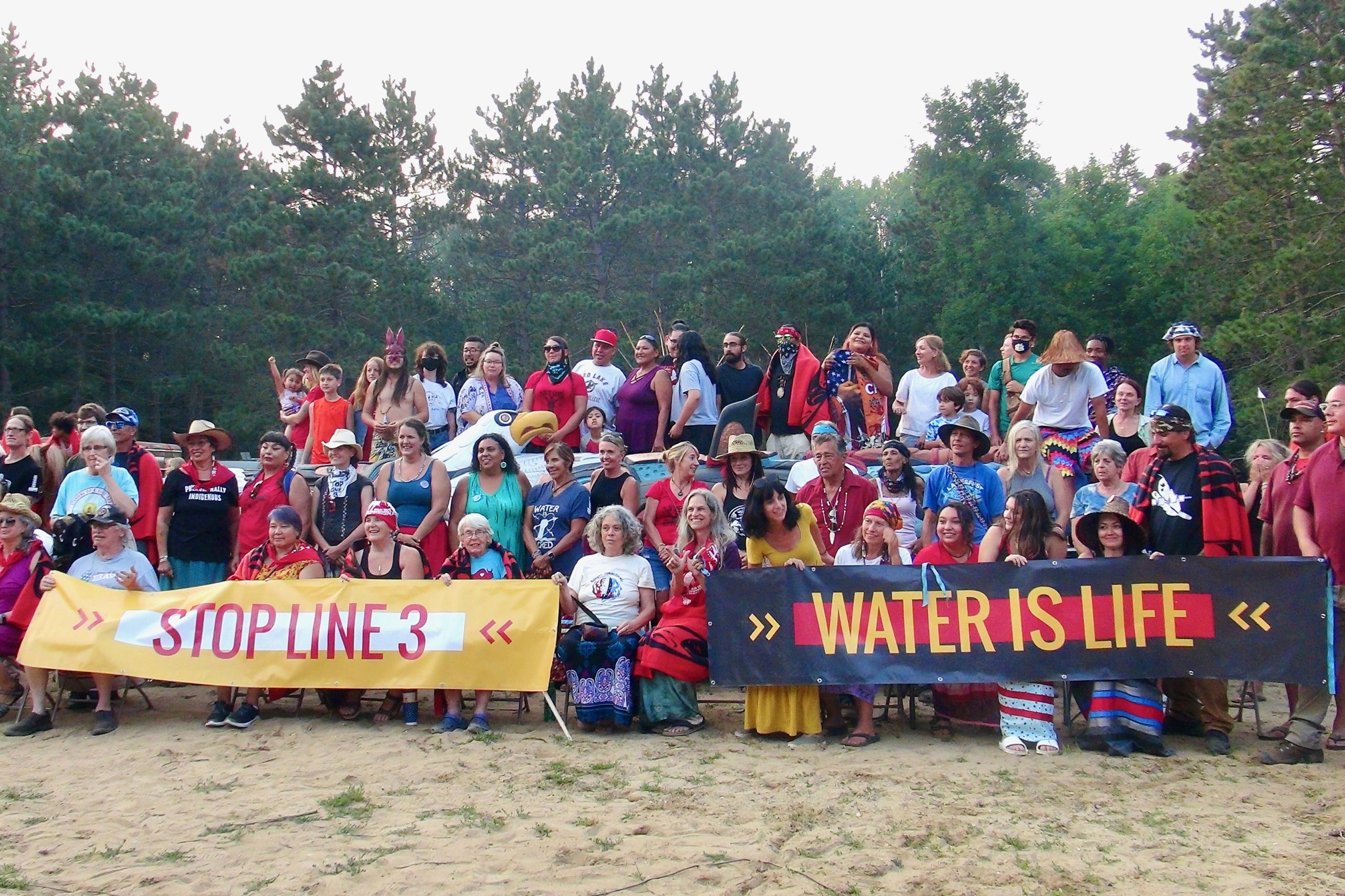Water protectors and Red Road to DC tour denizens at Shell City Camp.