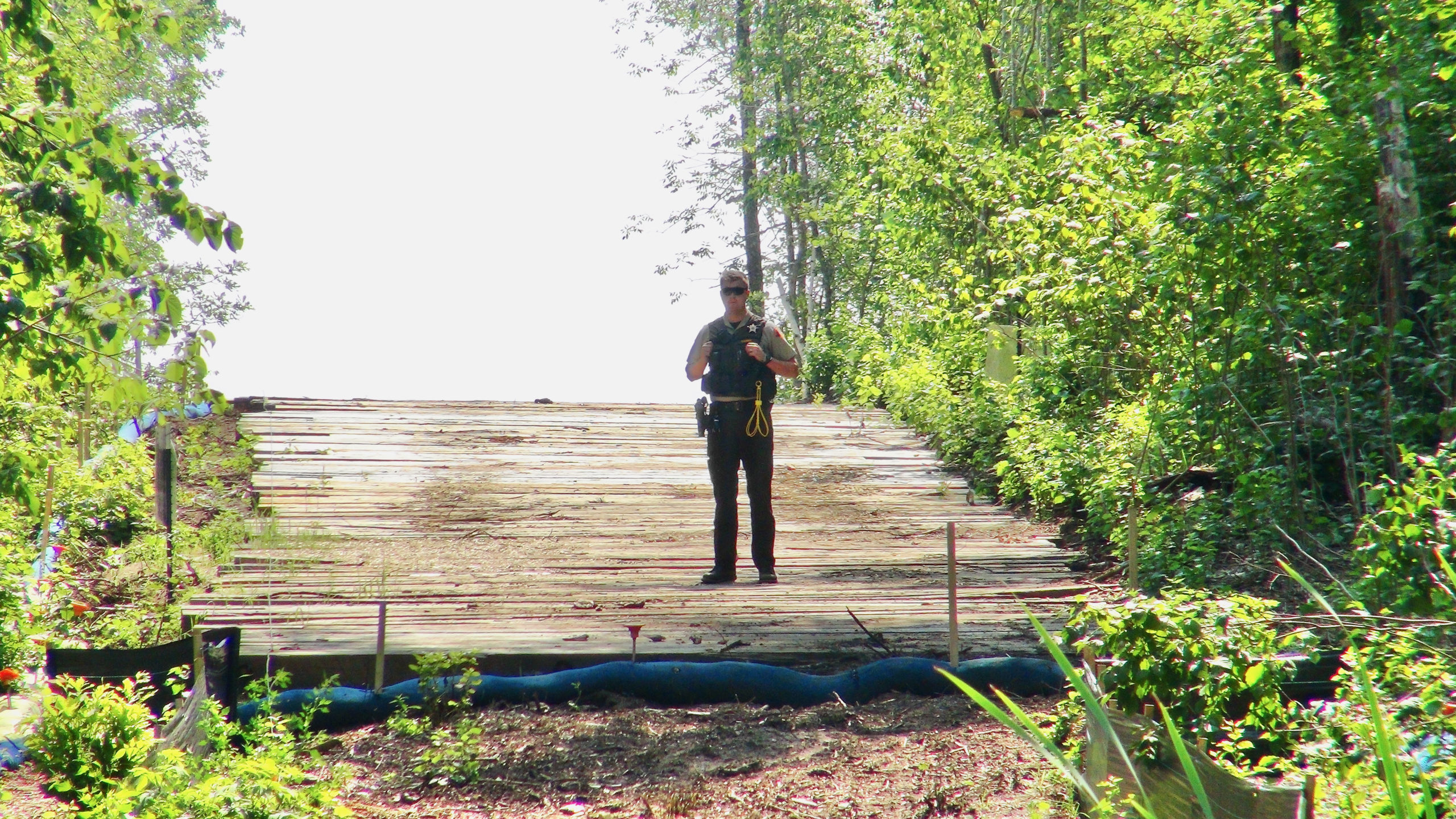 Law enforcement arrived on the Enbridge easement as scientists conducted water monitoring experiments. An easement is the point at which a jurisdiction grants an entity permission to cross.