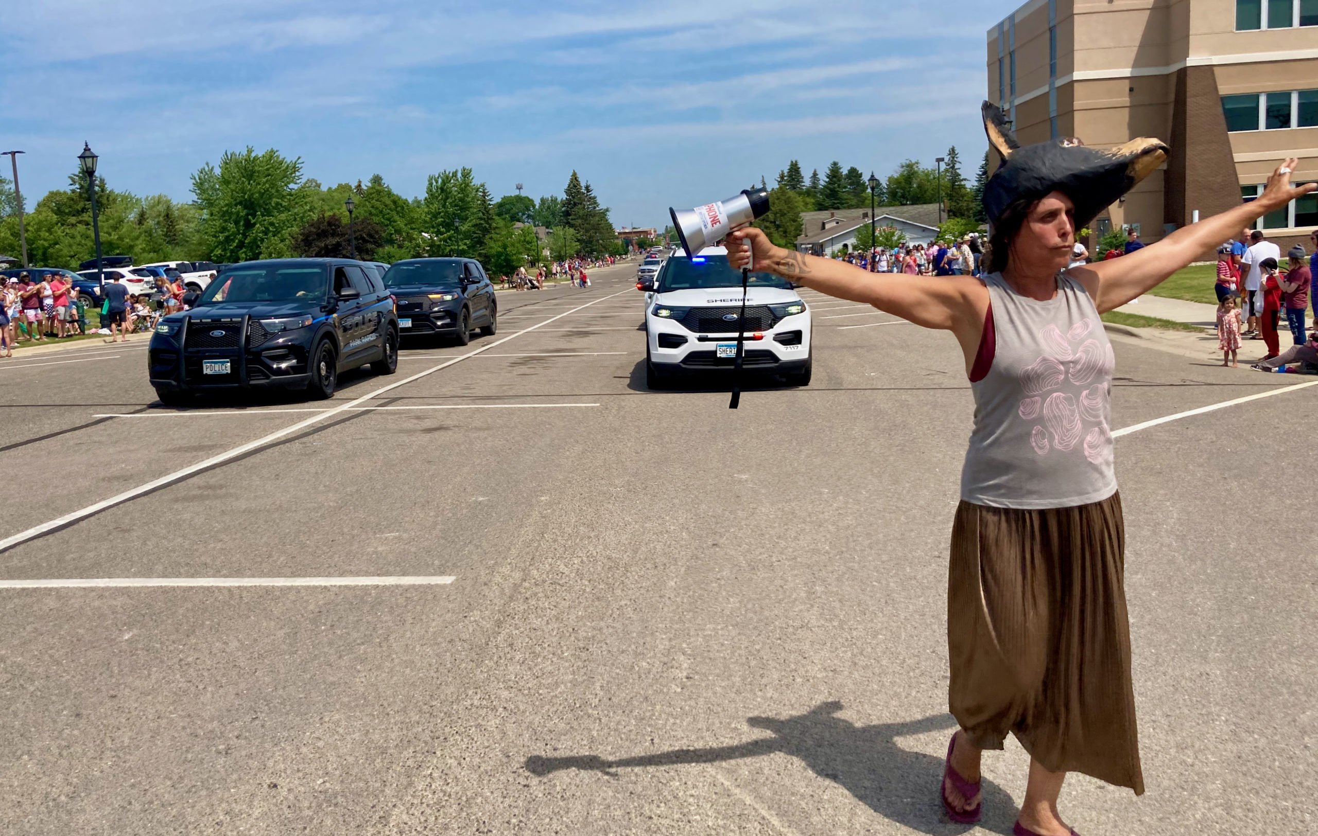 Honor the Earth Executive Director and White Earth tribal member Winona LaDuke at the end of the Park Rapids Fourth of July parade.