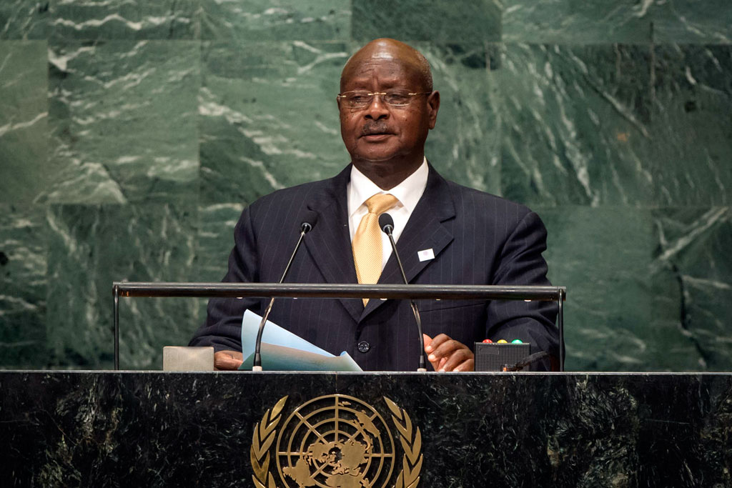Ugandan President Yoweri Museveni addresses the general debate of the 69th session of the United Nations General Assembly in 2014 / credit: Cia Pak, United Nations