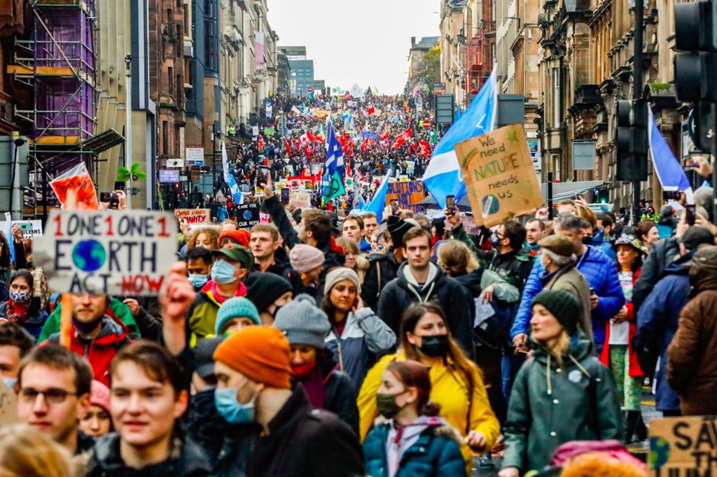 Hundreds of thousands around the world marched on November 6 as COP26 was underway, including this march in Glasgow, Scotland, where the conference is taking place / credit: Oliver Kornblihtt