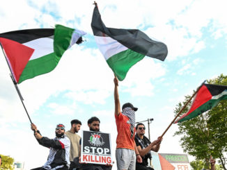 Several thousand people marched in Philadelphia on May 15 against the state-sanctioned violence, settler-colonialism and apartheid occurring in Sheikh Jarrah and all of Occupied Palestine / credit: Joe Piette
