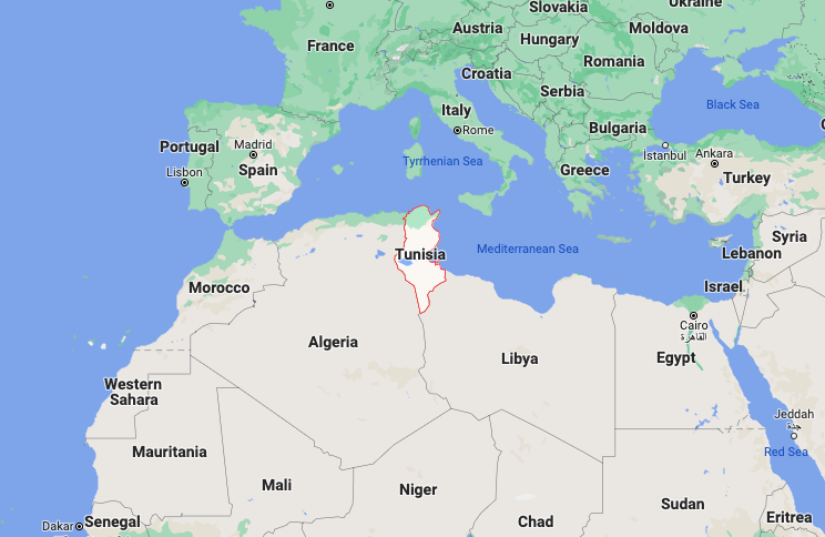 A map of Tunisia within the broader region / credit: Google