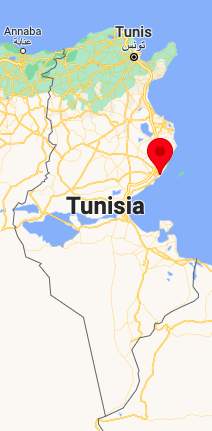 Map of Tunisia, with a red pin indicating the location of the city of Sfax / credit: Google