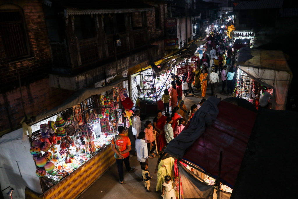 A view of the Jambhali fair at night. Vendors say they have never before seen such a low turnout / credit: Sanket Jain