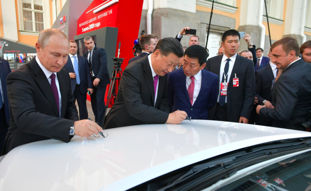 Russian President Vladimir Putin and Chinese President Xi Jinping attended in July 2019 the presentation of an investment project already implemented—an automobile plant built in Russia's Tula Region / credit: Kremlin.ru