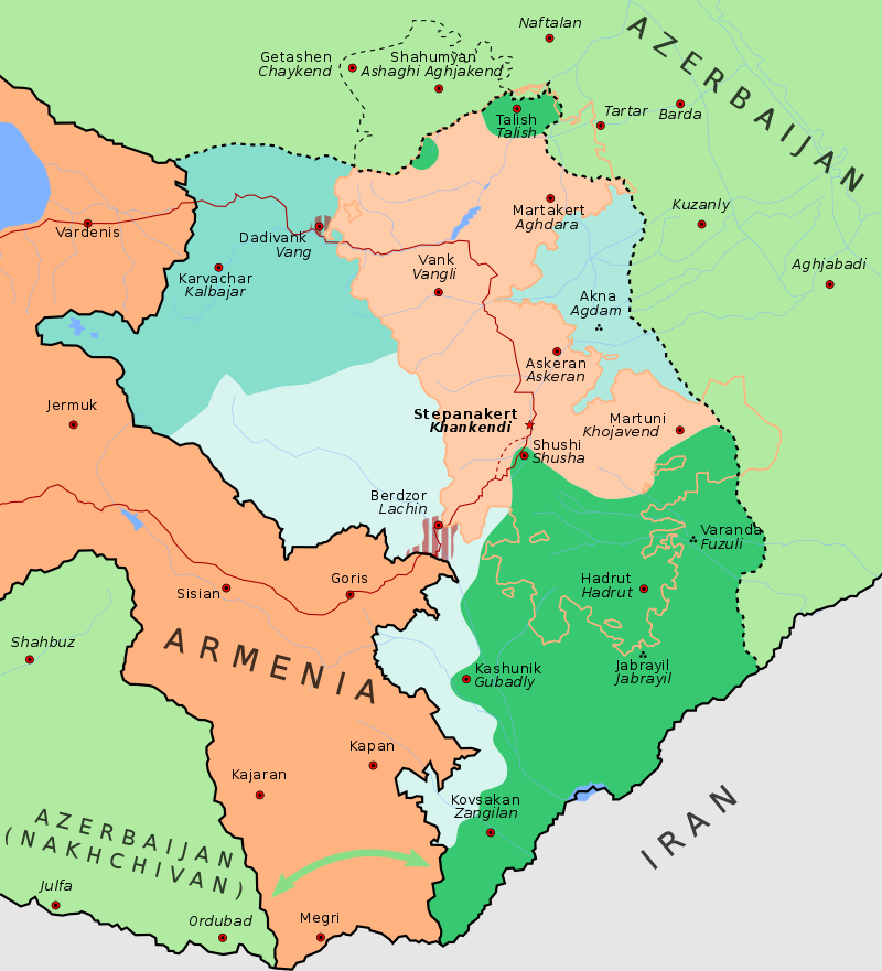 Since the end of 2020 Nagorno-Karabakh war Azerbaijan and Turkey have been promoting the concept of the "Zangezur corridor," which, if implemented, would connect Azerbaijan to the Nakhchivan Autonomous Region and Turkey to the rest of the Turkic world through Armenia's Syunik Province / credit: Mapeh / Wikipedia