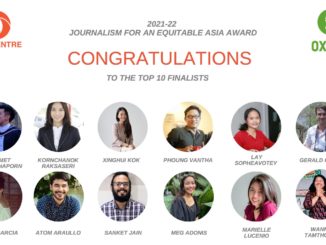 Regular contributor Sanket Jain appears third from left on the bottom row in an announcement that he is among the Top 10 finalists for the Oxfam 2021-22 Journalism for an Equitable Asia Award.