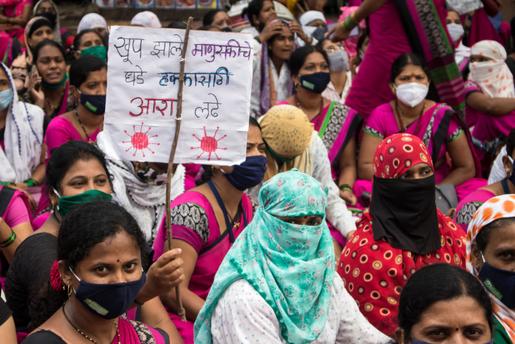 ASHAs across India have been protesting for better pay, the status of full-time workers, and proper working conditions. However, their protests haven’t seen concrete results yet / credit: Sanket Jain