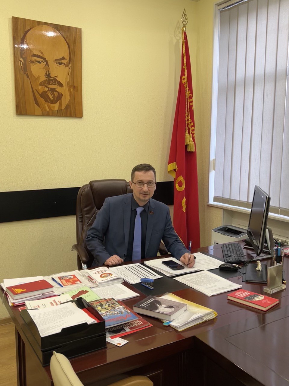 At the KPRF office in Saint Petersburg sits Roman Kononenko, a member of the Presidium of the Central Committee of Communist Party of the Russian Federation (KPRF) and First Secretary of the Saint Petersburg City Committee of the KPRF / credit: Fergie Chambers