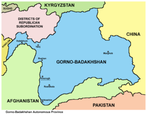 The area in blue represents the Gorno-Badakhshan region / credit: Panonian / Wikipedia