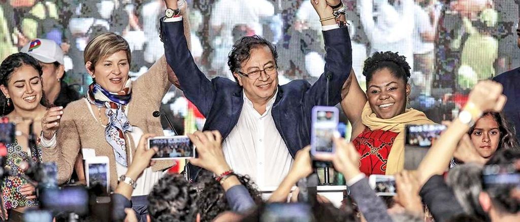 The left-wing candidates of the Pacto Histórico coalition ticket in Colombia celebrate a win / credit: Evo Morales / Twitter