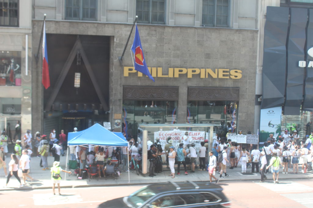 The scene at the July 24 protest held outside the Philippine consulate in New York City / credit: Cygaelle Bergado