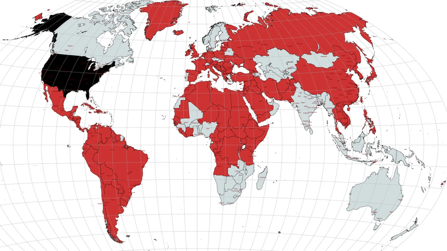 A map of countries where the United States has militarily intervened / credit: Congressional Research Service