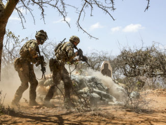 U.S. Army Soldiers with 1st Battalion, 503rd Infantry Regiment, 173rd Airborne Brigade, conduct a live fire training event during Justified Accord on March 9, 2022. Over 800 personnel participated in the exercise representing the United States, Kenya Defence Forces, allied nations and partners / credit: U.S. Army Sgt. N.W. Huertas