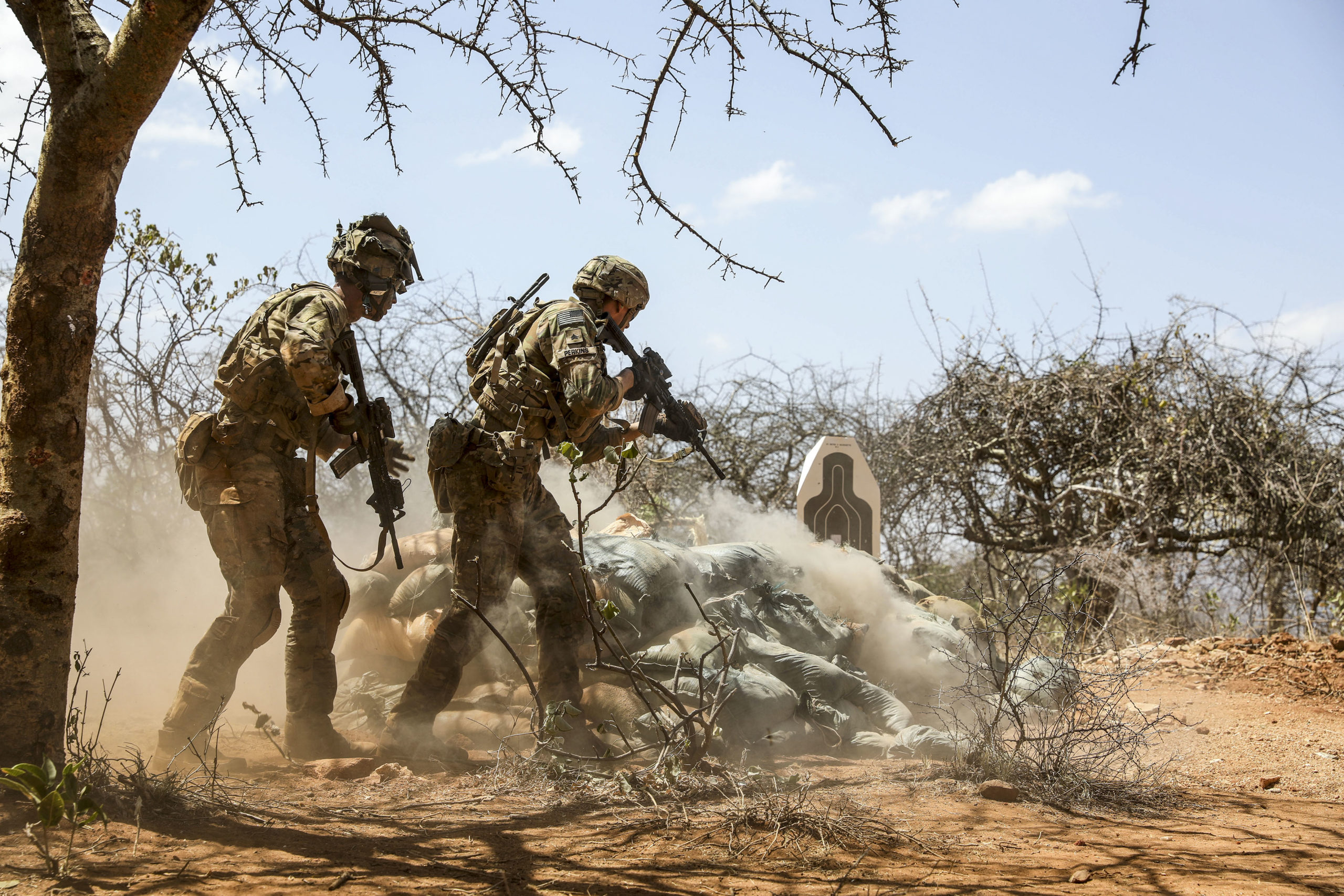 U.S. Army Soldiers with 1st Battalion, 503rd Infantry Regiment, 173rd Airborne Brigade, conduct a live fire training event during Justified Accord on March 9, 2022. Over 800 personnel participated in the exercise representing the United States, Kenya Defence Forces, allied nations and partners / credit: U.S. Army Sgt. N.W. Huertas