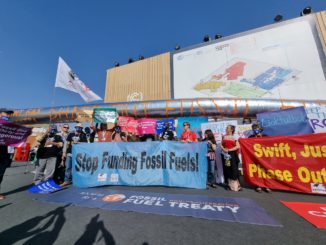 Protesters from the Asian Peoples' Movement on Debt and Development rallying on Energy Day, November 15, in Sharm El Sheikh, Egypt, where COP27, the annual global climate conference, is taking place / credit: Twitter / AsianPeoplesMvt