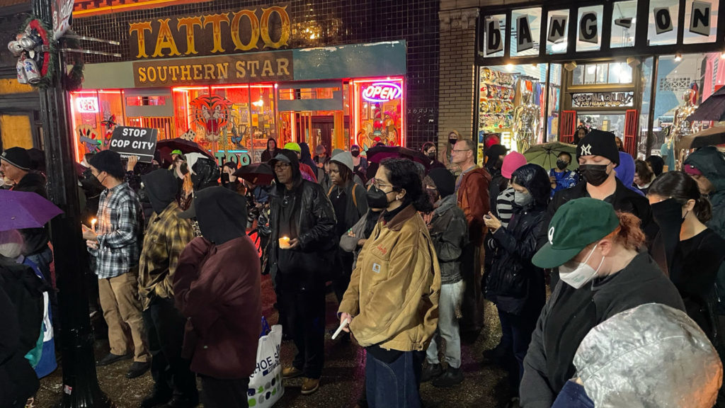 Atlantans attend a vigil memorializing slain activist Manuel "Tortuguita" or "Tort" Terán on Wednesday, January 18 / credit: Party for Socialism and Liberation-Atlanta