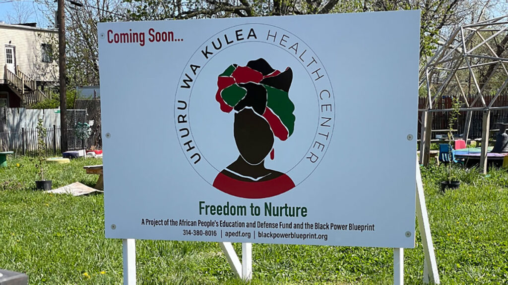 Uhuru Wa Kulea African Women's Health Center under construction in North St. Louis. It is being built as part of the Black Power Blueprint by the APSP to address the issue of infant and maternal mortality / credit: Burning Spear