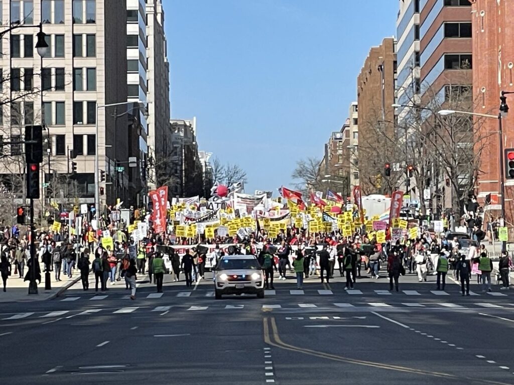 A demonstration took place March 18 in Washington, D.C., that coincided with the 20th anniversary of the U.S. invasion of Iraq / credit: ANSWER Coalition