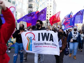 Hundreds of activists take to the streets uplifting the anti-imperialist women’s movement / credit: Hannah Ballesteros