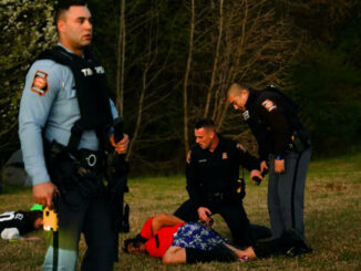 Atlanta police arrest protesters in Wealaunee Forest on the night of March 5 / credit: Humanizing Through Story