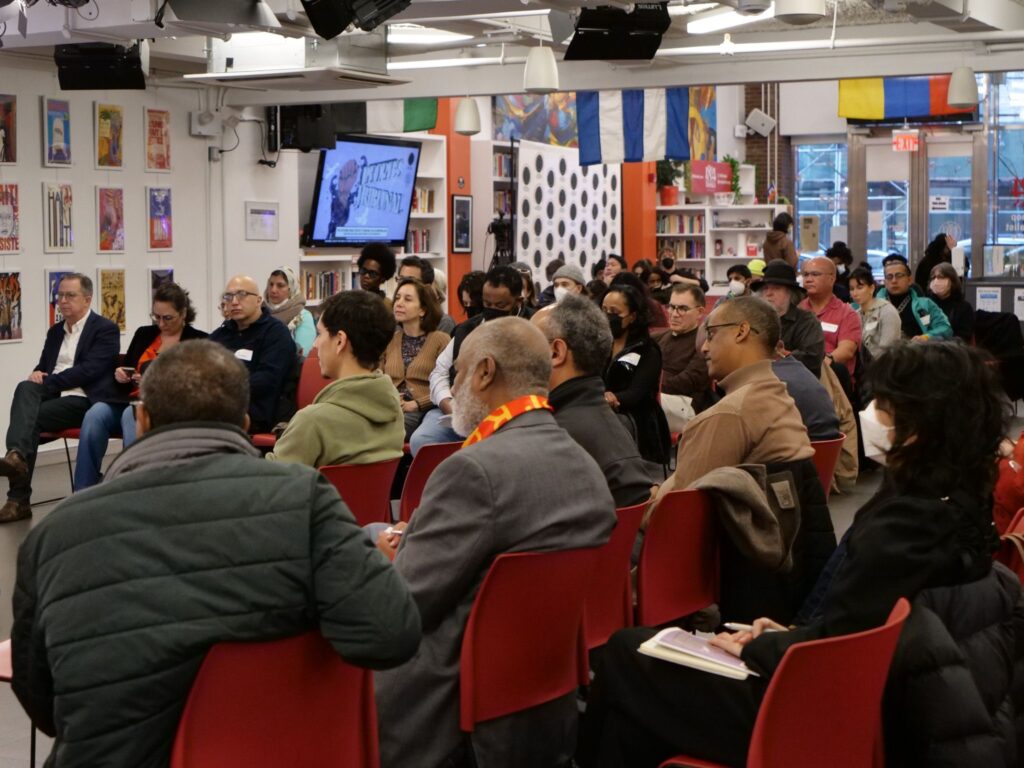 Attendees of the January 28 launch event held at the People's Forum in New York City for the International People's Tribunal on U.S. Imperialism: Sanctions, Blockades, and Economic Coercive Measures