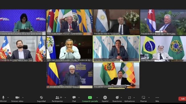 On April 5, the government officials of eleven Latin American and Caribbean countries took part in a virtual anti-inflation summit to form an alliance to jointly face the inflation affecting the region / credit: Presidencia Mexico 