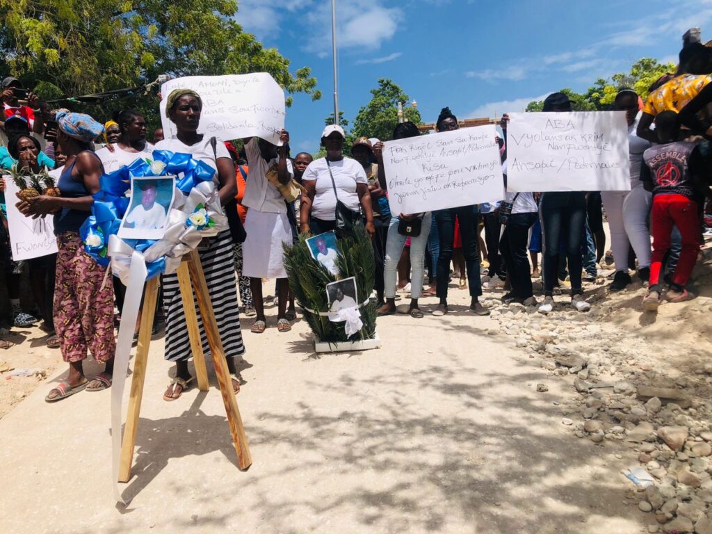 A protest held in 2022 Anse-A-Pitres, Haiti after a Dominican customs guard killed a Haitian / credit: Jean Aicard Pierre